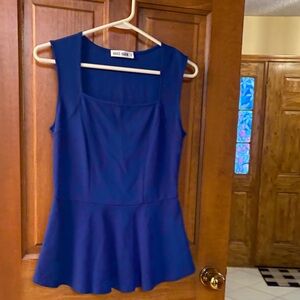 Grace Karin Navy Sleeveless Peplum Blouse